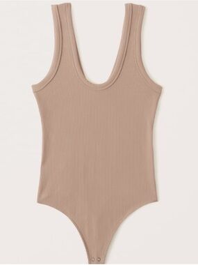 Abercrombie & Fitch Seamless Rib Fabric Scoopneck Light Brown Bodysuit